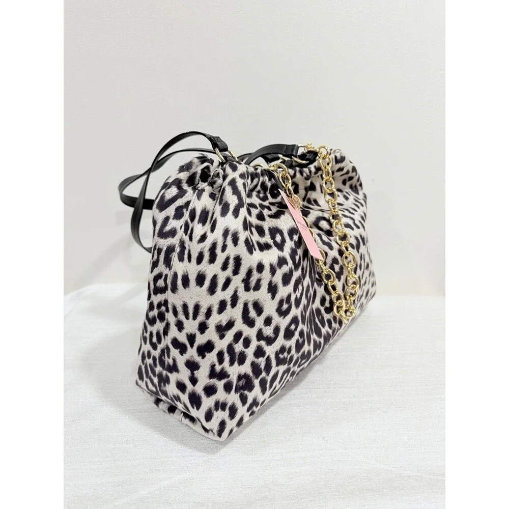 Juicy Couture Fashionable Juicy Tote Bag In Snow Leopard W/Chain Charm VIRAL NEW